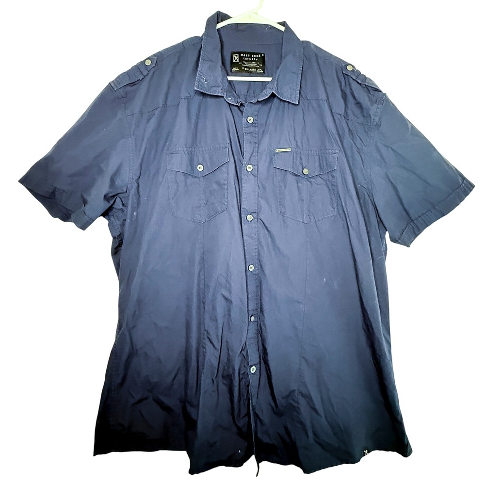 Marc Ecko Cut & Sew Men's 3XL Navy Blue Utility Shirt Y2K Streetwear
